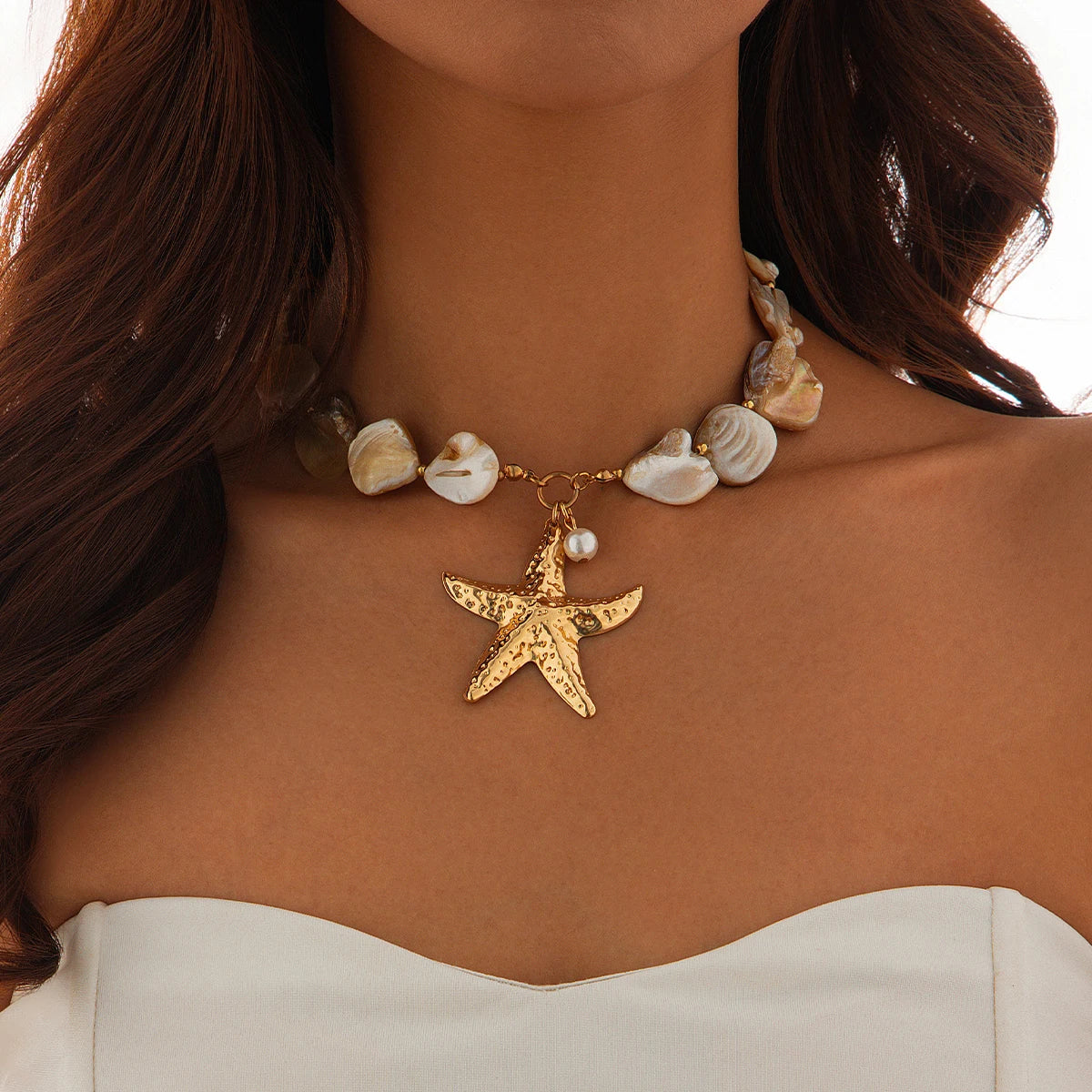 Starfish Conch Pendant Choker