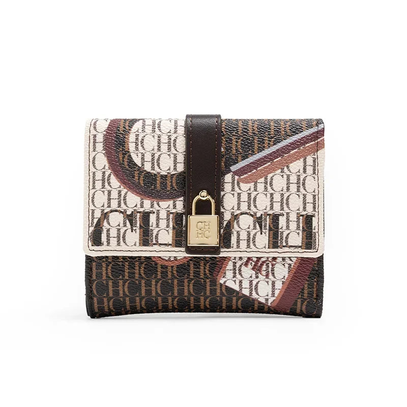 CH Fashion Versatile Letter Print Design Wallet Premium Feeling Wallet High Quality Standard Wallet Ladies Temperament Style