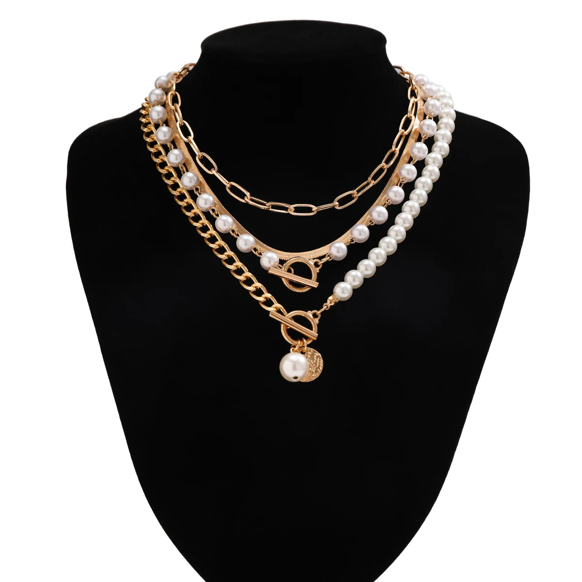 Layered Pearl Snake Chain Choker