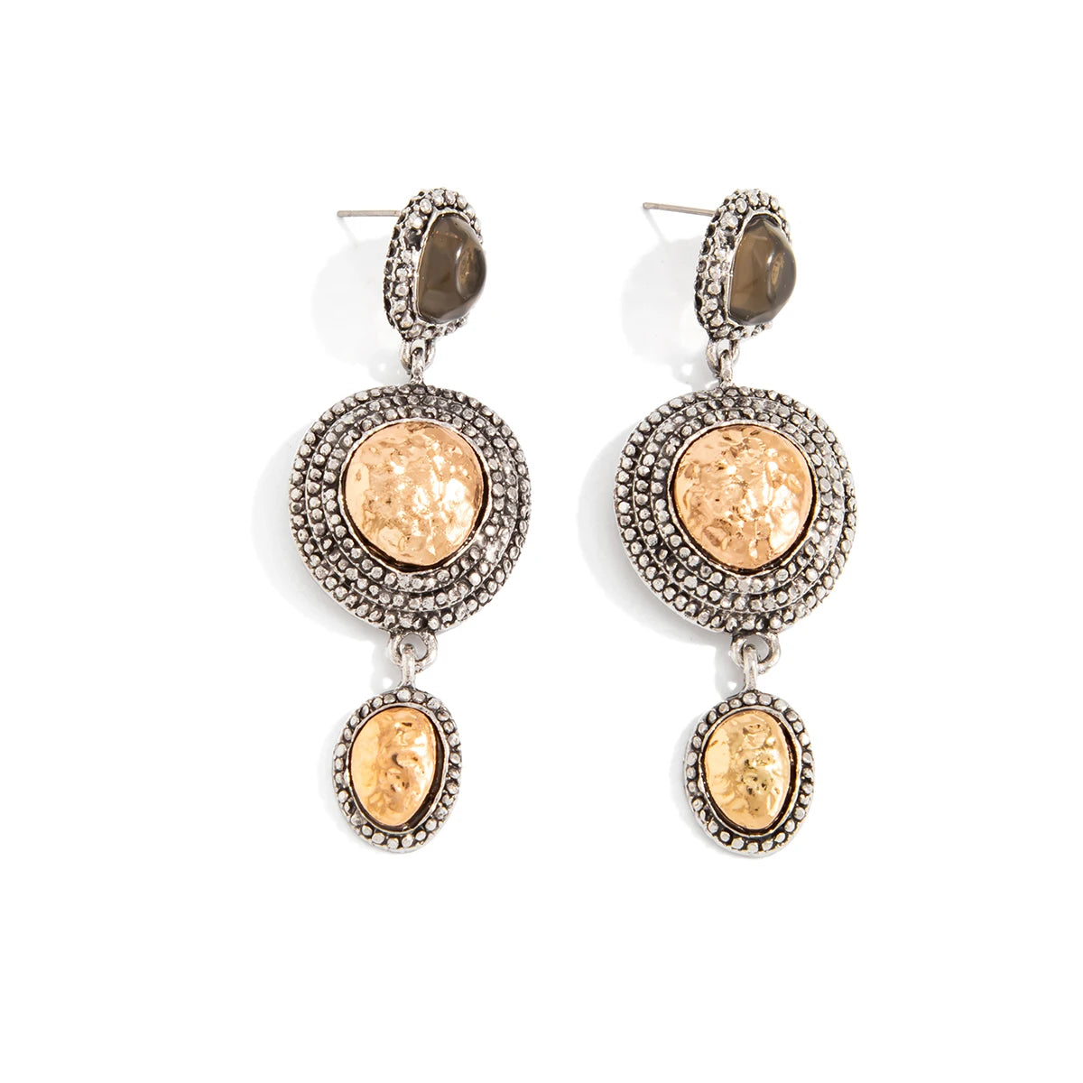 Vintage Oval Metal Dangle Earrings Exaggerated Drop Earring Holiday