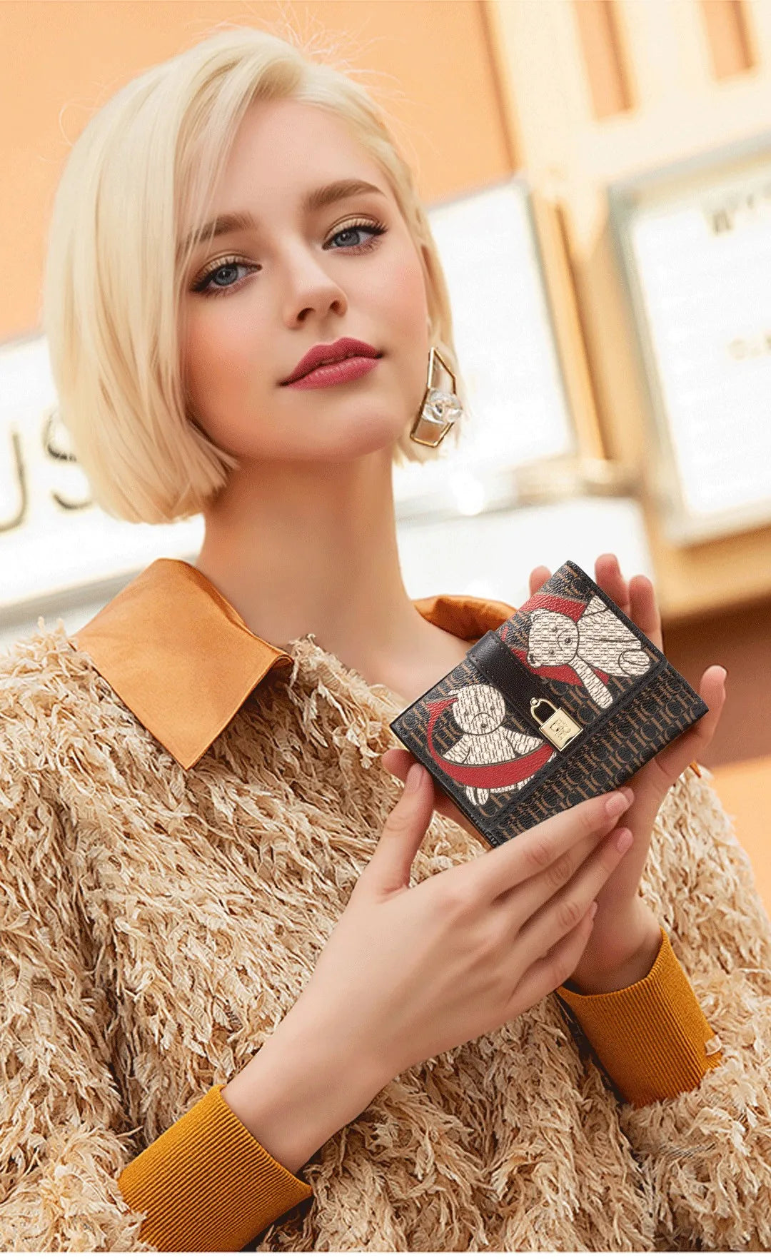 CH Fashion Versatile Letter Print Design Wallet Premium Feeling Wallet High Quality Standard Wallet Ladies Temperament Style Car