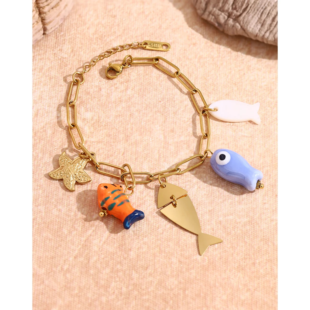 Ceramic Fish Charm Bracelet