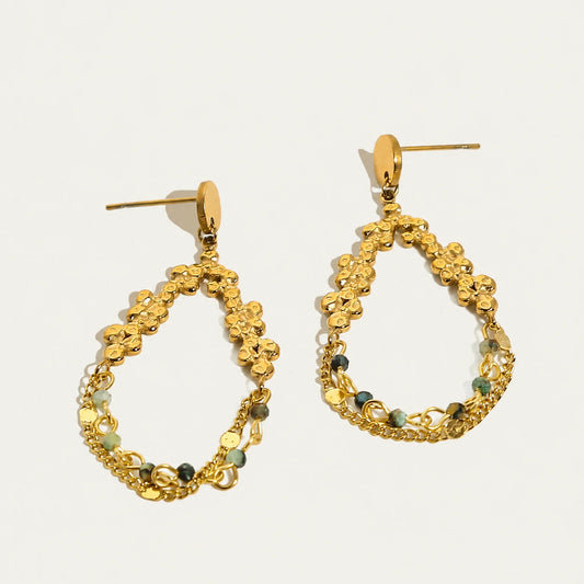 Stone Chain Dangle Earrings