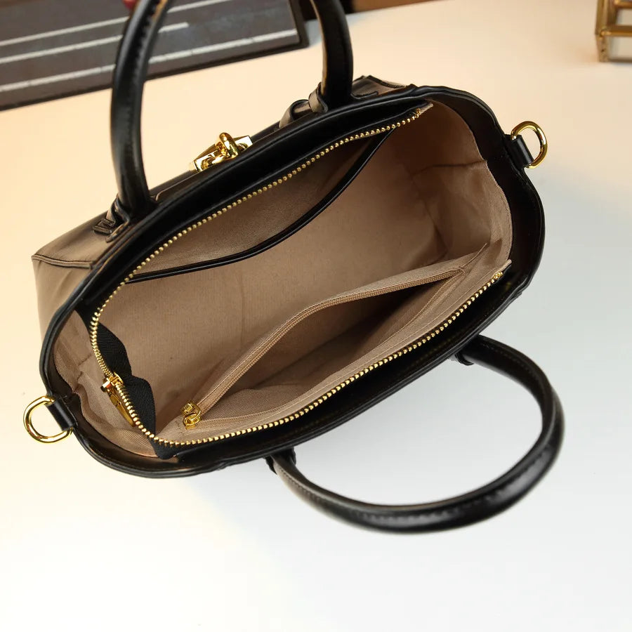 Classic Leather Crossbody Tote Bag