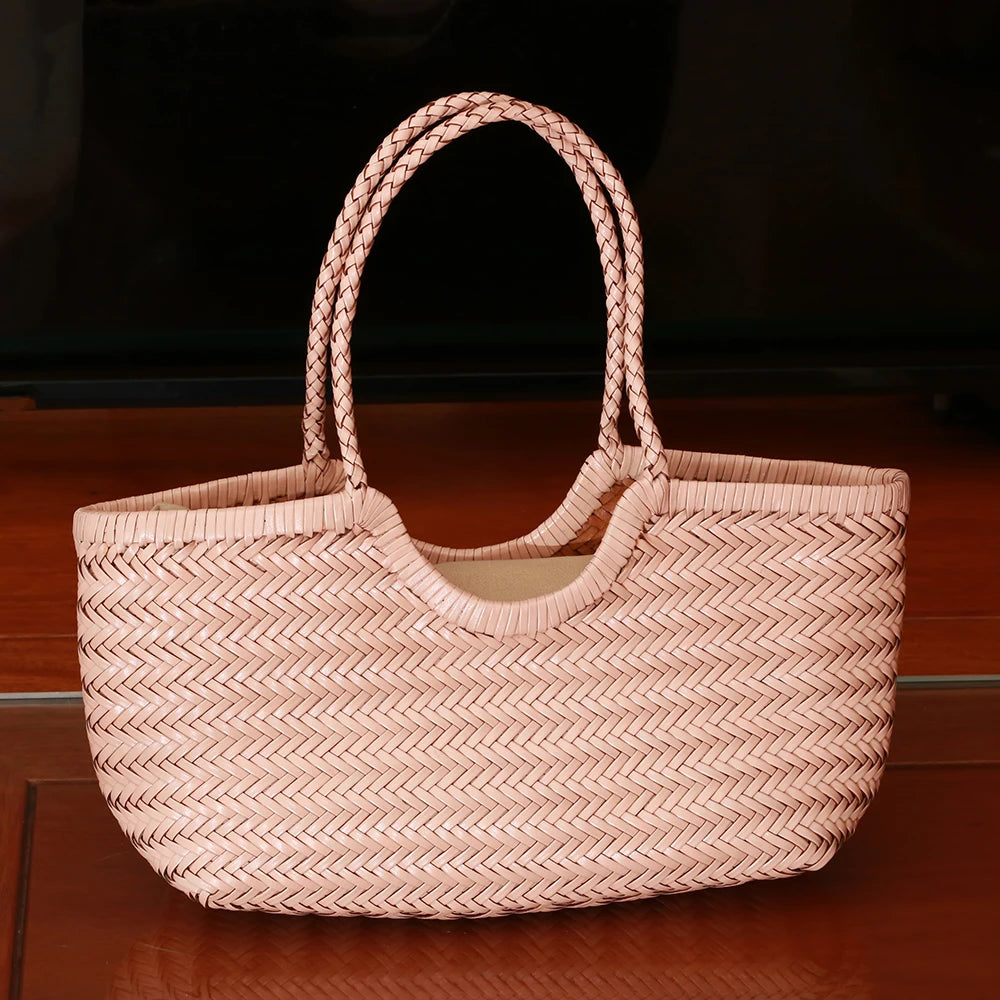 Genuine Leather Woven Tote Bag