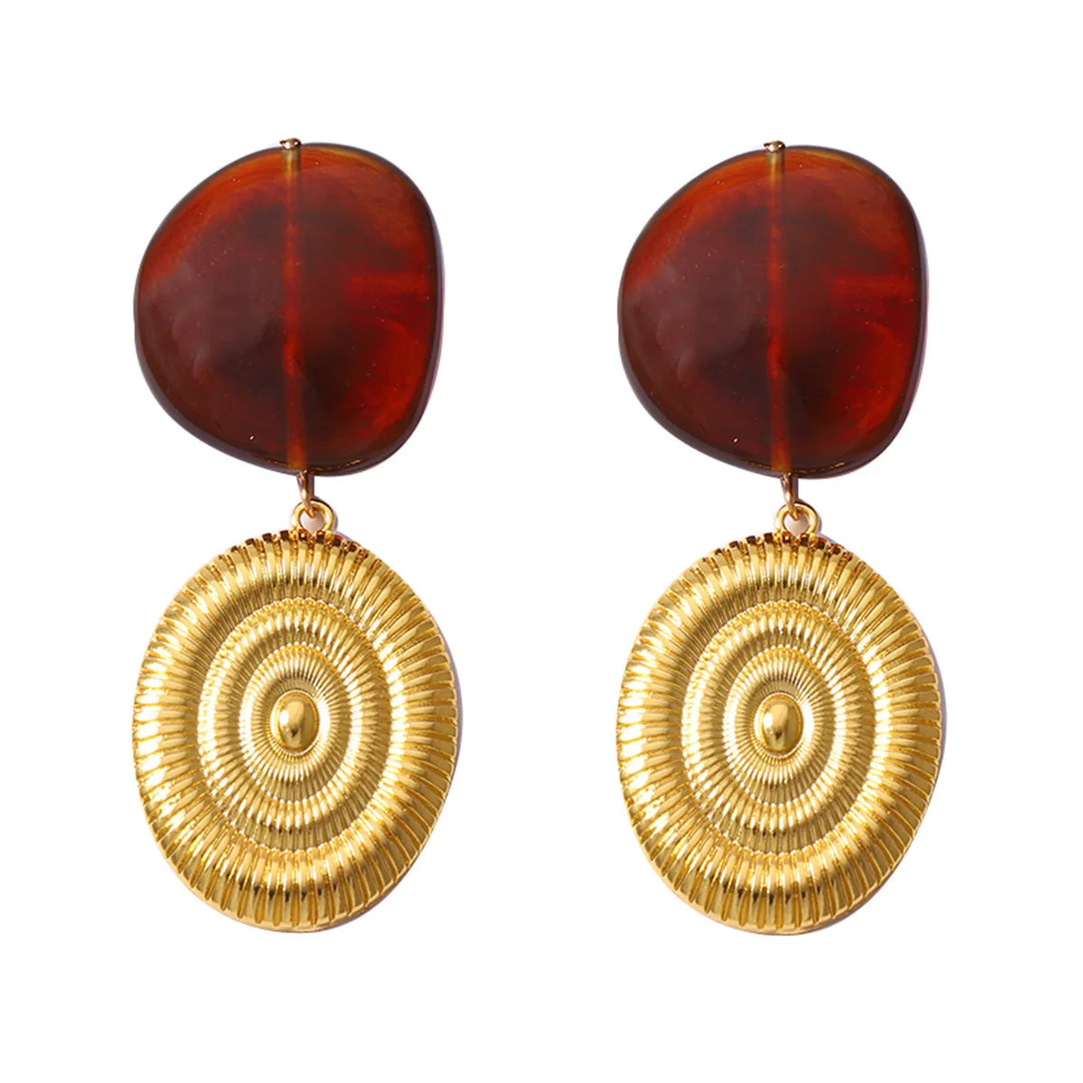 Irregular Geometric Resin Pendant Earrings for Women Ladies Temperament Vintage Metal Shell Drop Earrings Jewelry Accessories