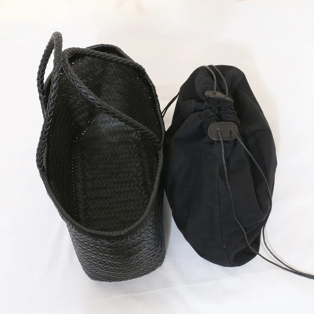 Genuine Leather Woven Tote Bag