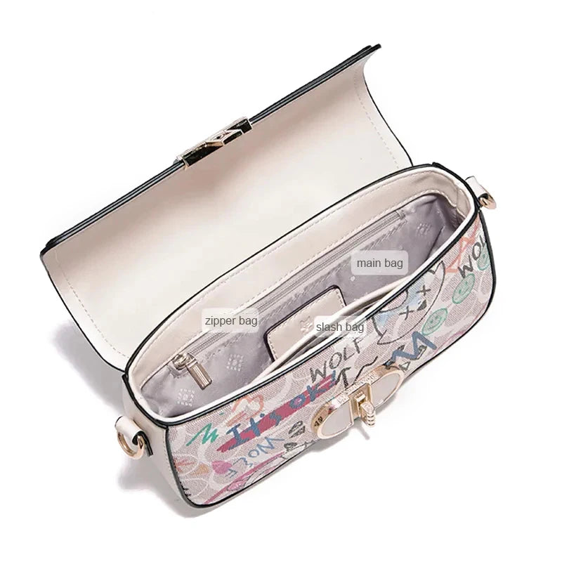 FOXER Graffiti Chain Shoulder Bag
