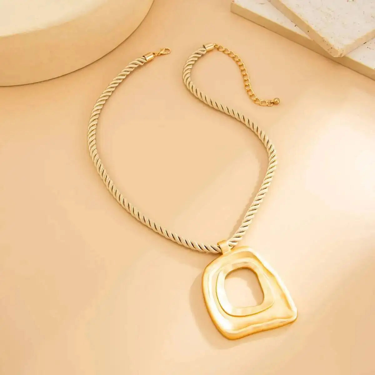 Geometric Square Pendant Necklace