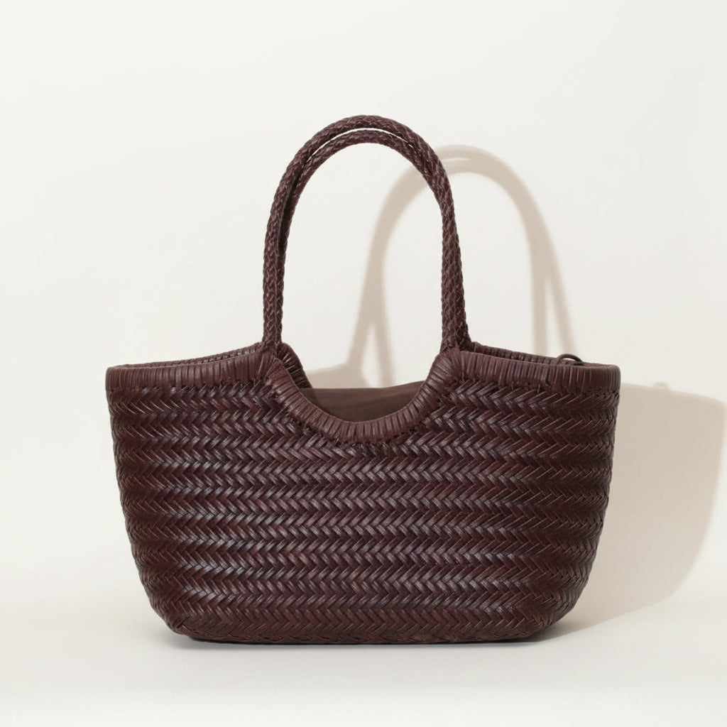 Genuine Leather Woven Tote Bag