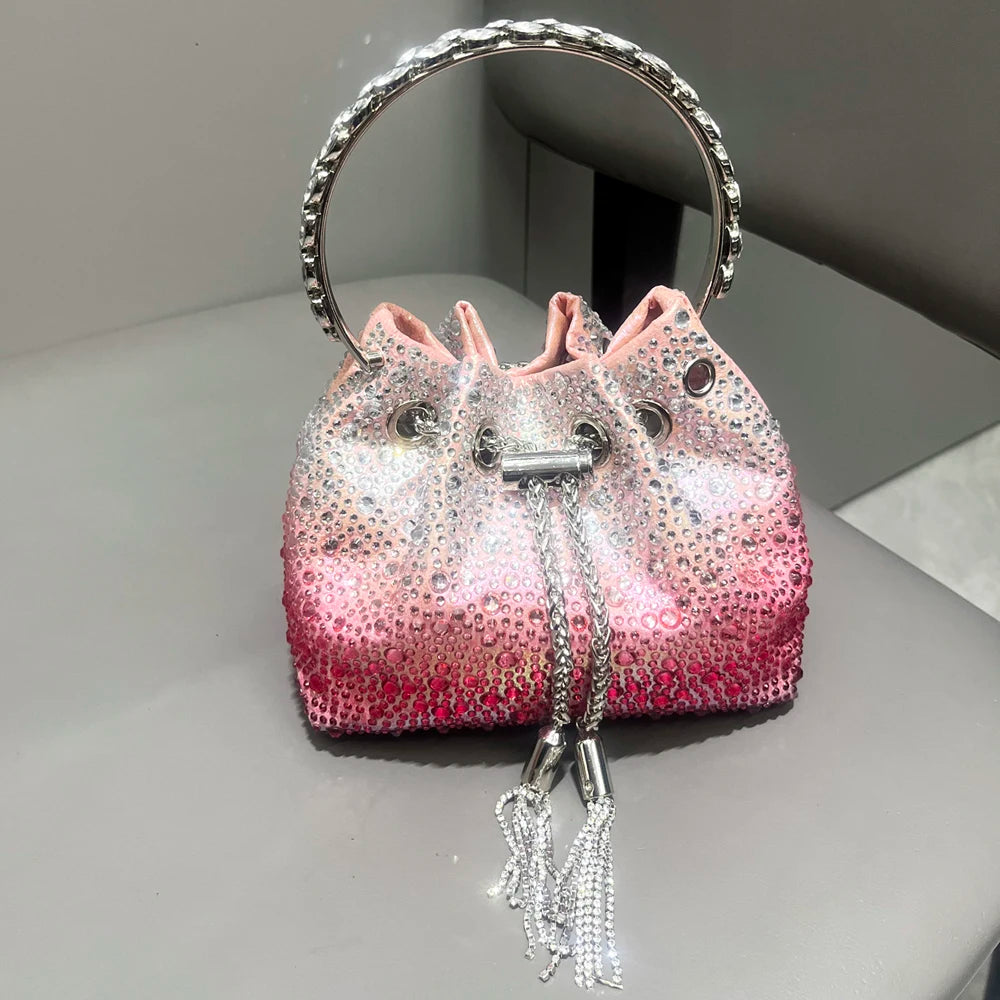 Crystal Handle Evening Clutch Bag