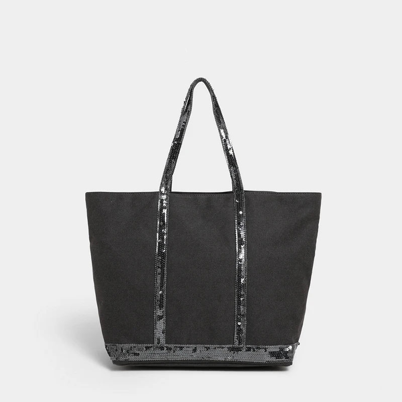 Retro Canvas Sequin Tote Bag