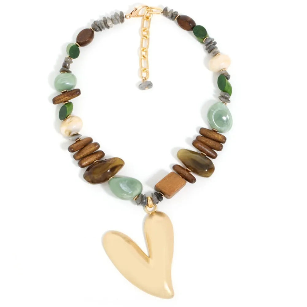 Bohemian Stone & Wood Necklace