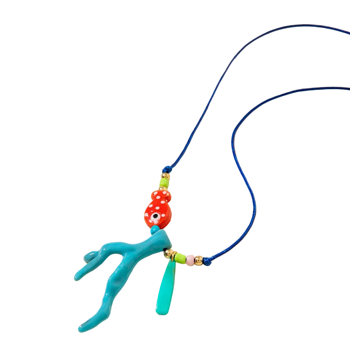 New Ocean Fish Coral Pendant Necklace Boho Colorful Handmade Braided Rope Adjustable Women Vacation Party Jewelry