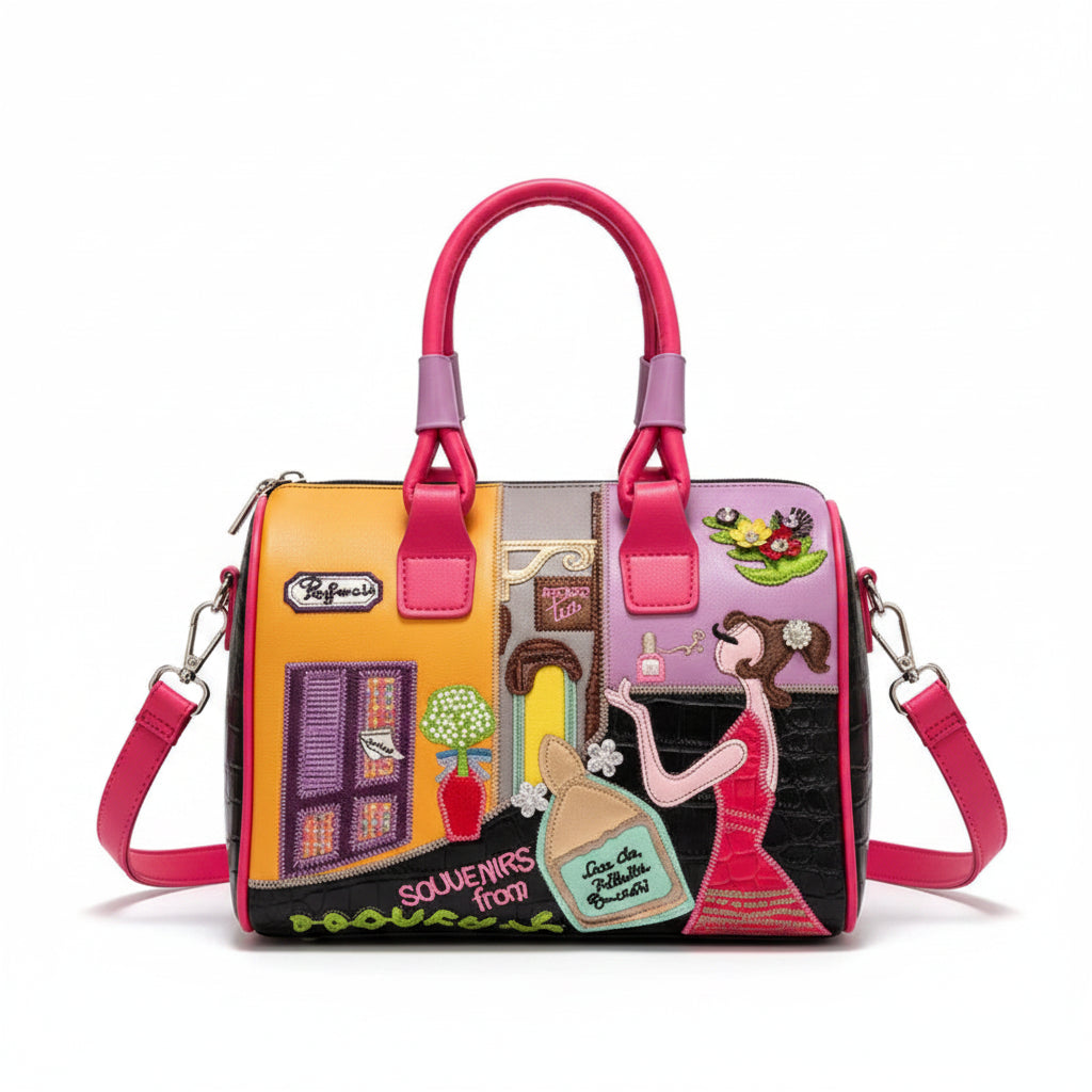 PU Personality Stylish Shoulder Bags Design Patchwork Zipper Bags