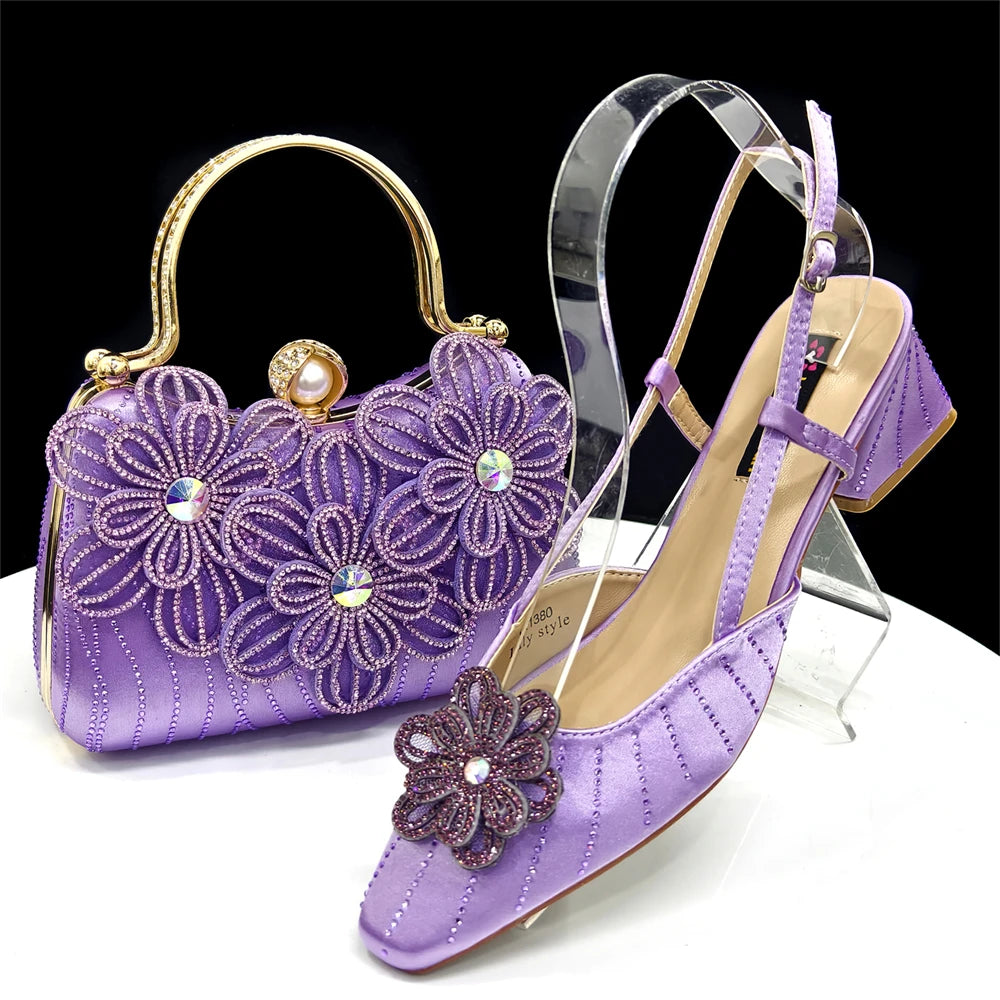 Party Shoes and Bag Heel Decoration Pure Elegant Flower