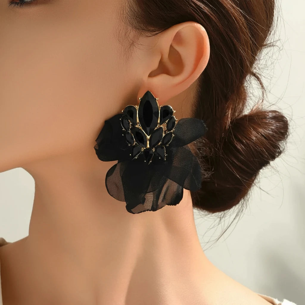 Exaggerated Bohemian Big Earrings Charming Elegant Ethnic Handmade Fabric