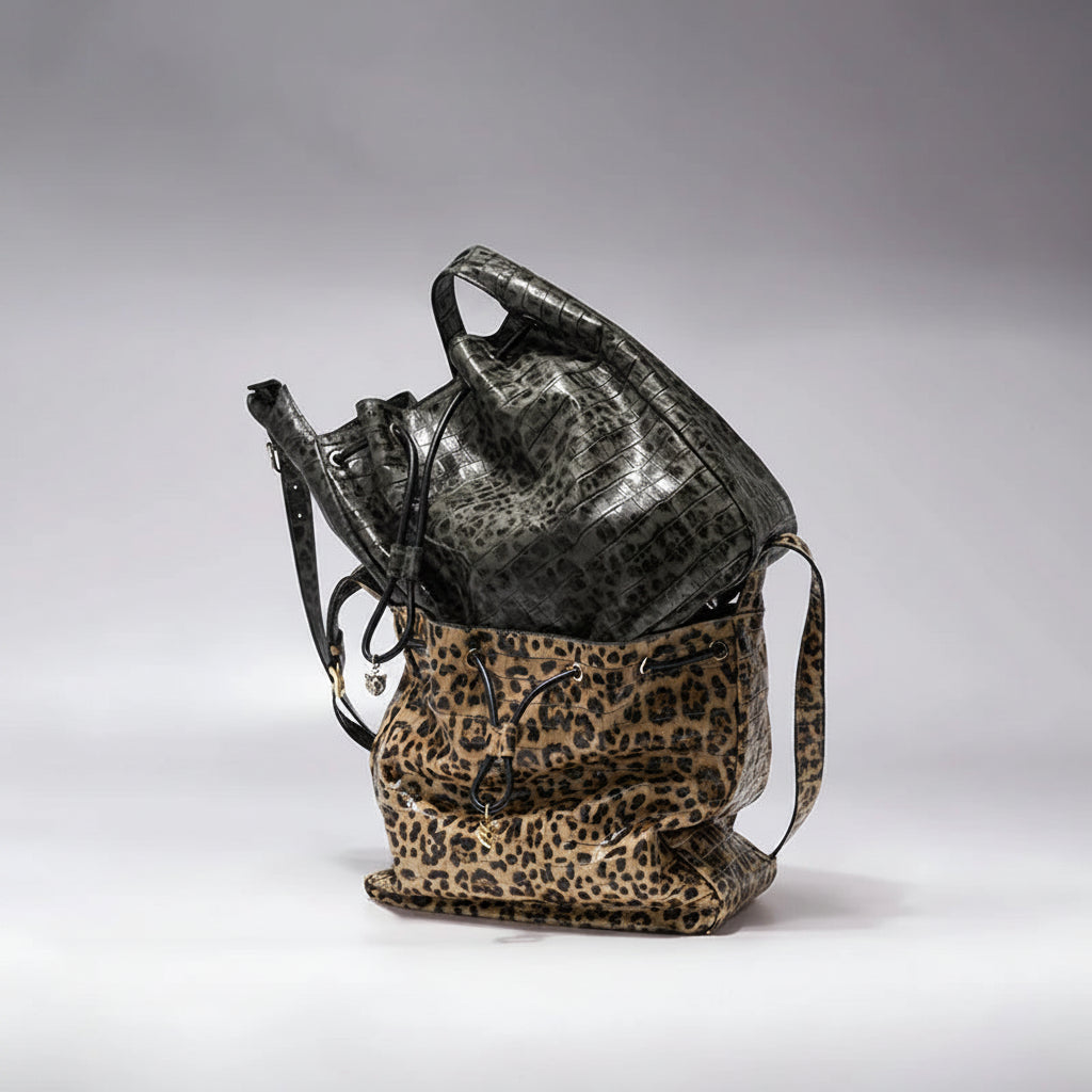 BAFELLI Leopard Print Leather Shoulder Bag