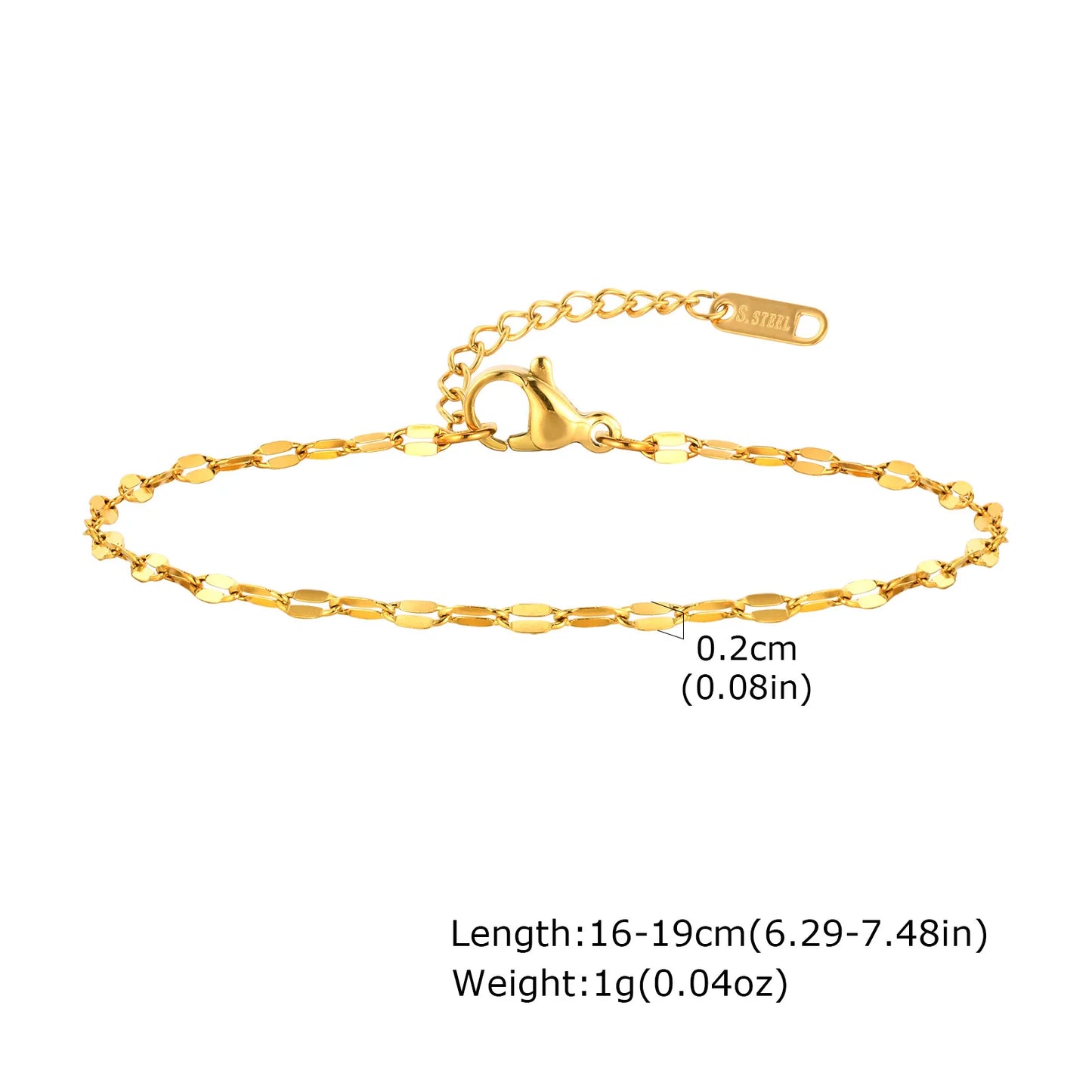 Non Tarnish Stainless Steel Bracelet Gold Plated Stackable, Thin