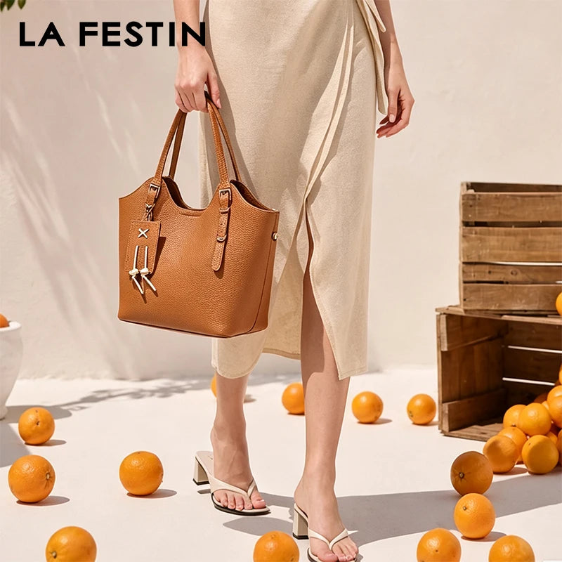 LA FESTIN Leather Tote Crossbody Bag