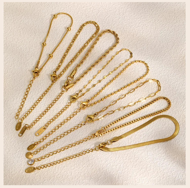 Non Tarnish Stainless Steel Bracelet Gold Plated Stackable, Thin