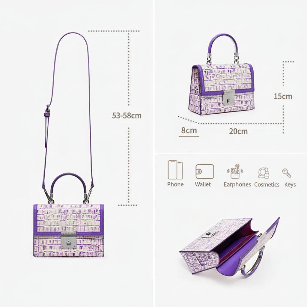 Purple Wool Evening Shoulder Bag