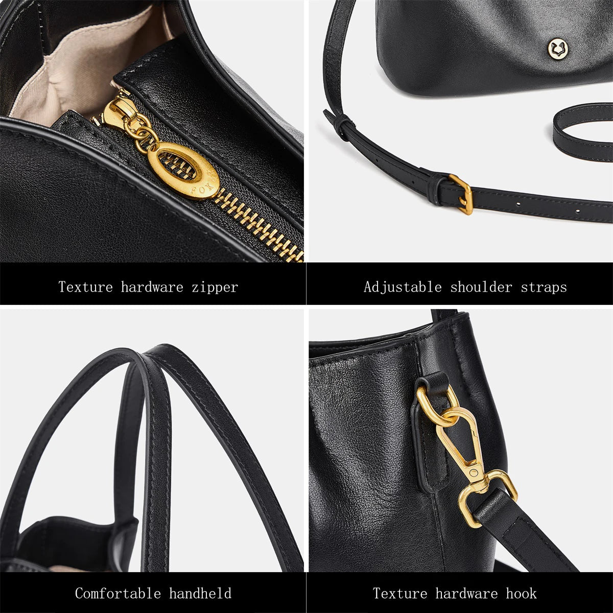 FOXER Slouchy Cowhide Leather Hobo Bag