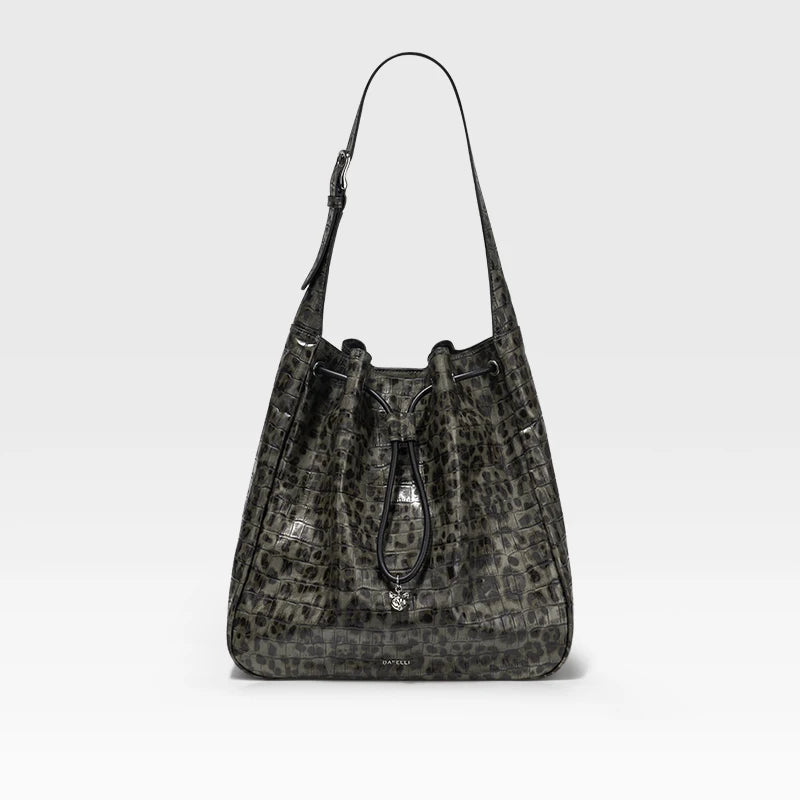 BAFELLI Leopard Print Leather Shoulder Bag