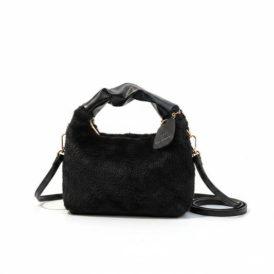 Faux Fur Half-Moon Crossbody Bag