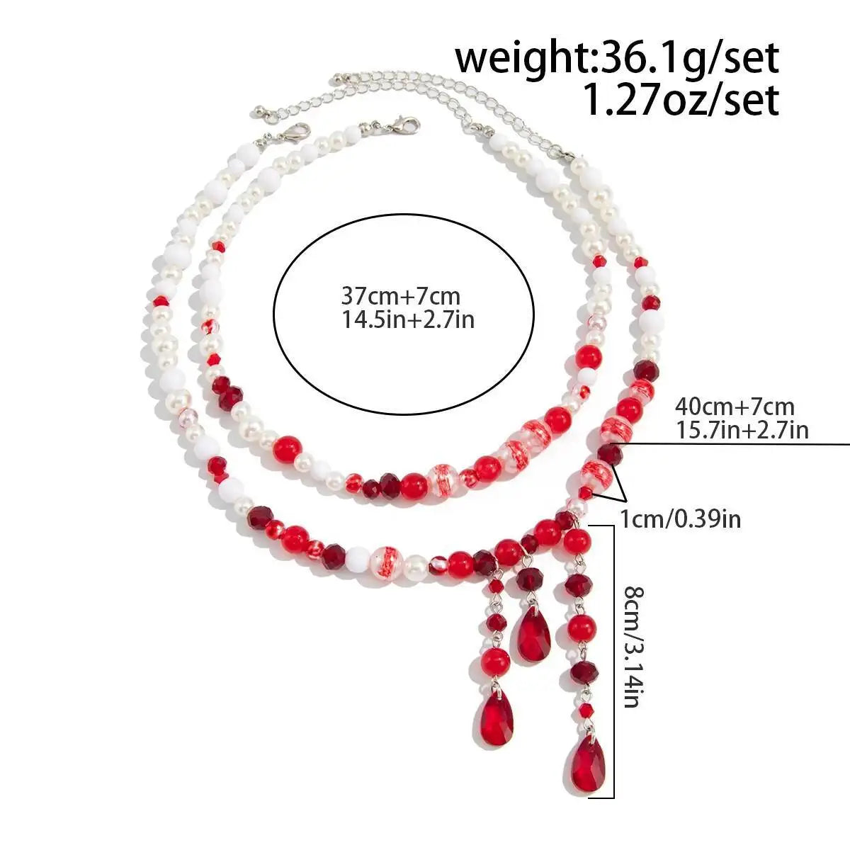 Gothic Red Crystal Tassel Necklace