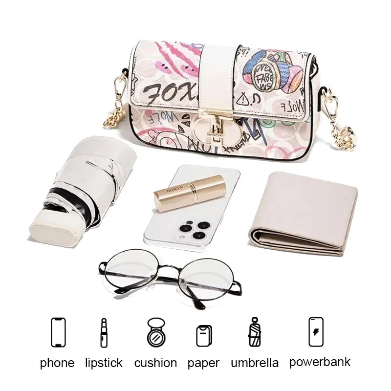 FOXER Graffiti Chain Shoulder Bag