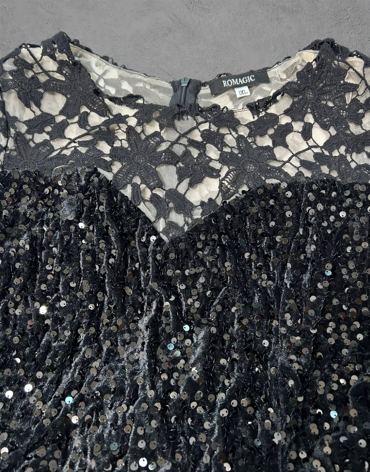 Modest Lace Sequin Velvet Maxi Dress