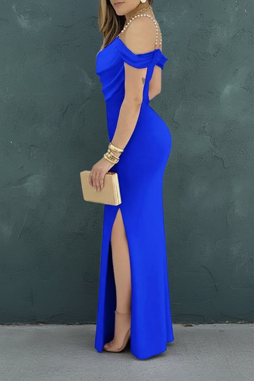 Slit Cowl Neck Maxi Dress - TrendNest