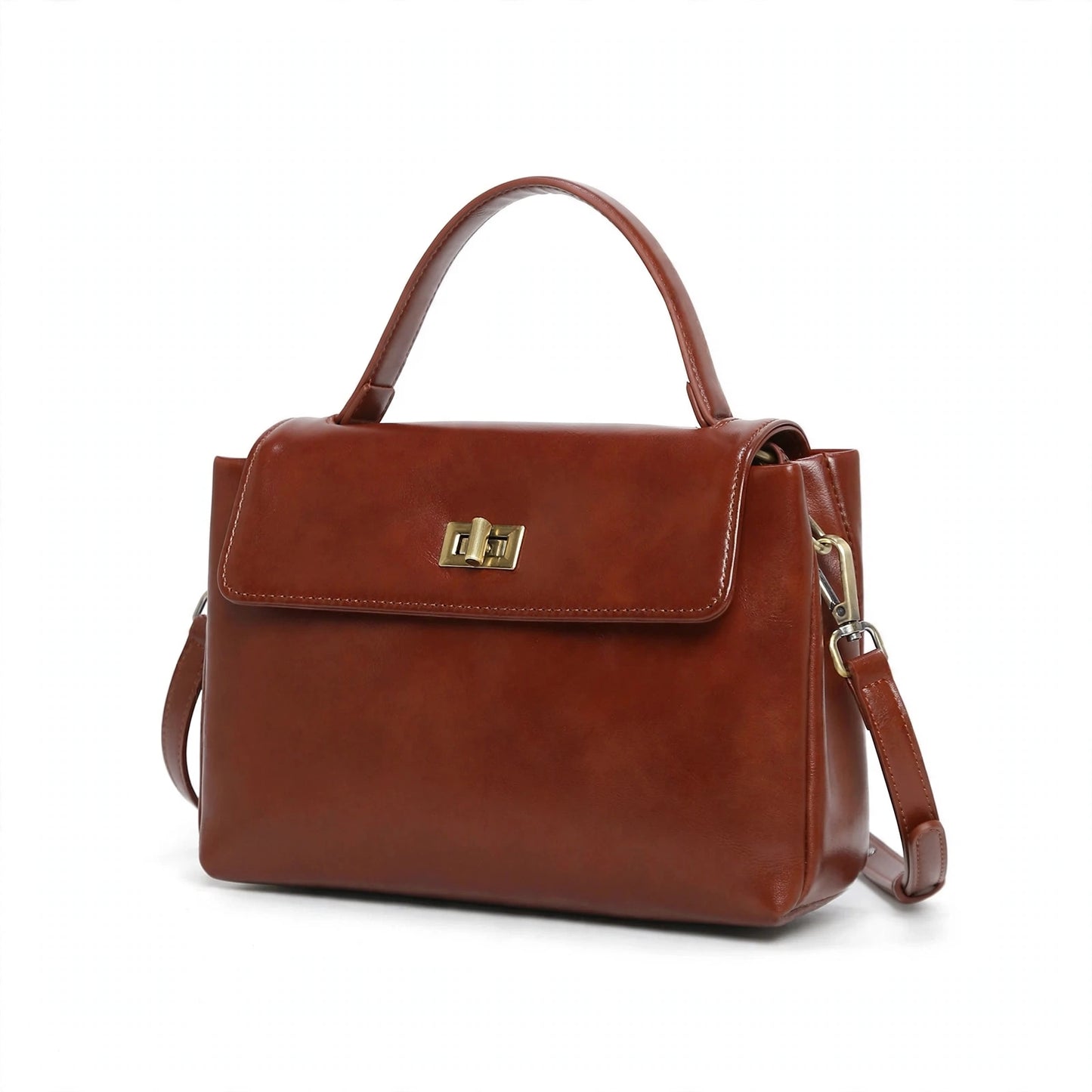 Genuine Leather Oil Wax Satchel Bag