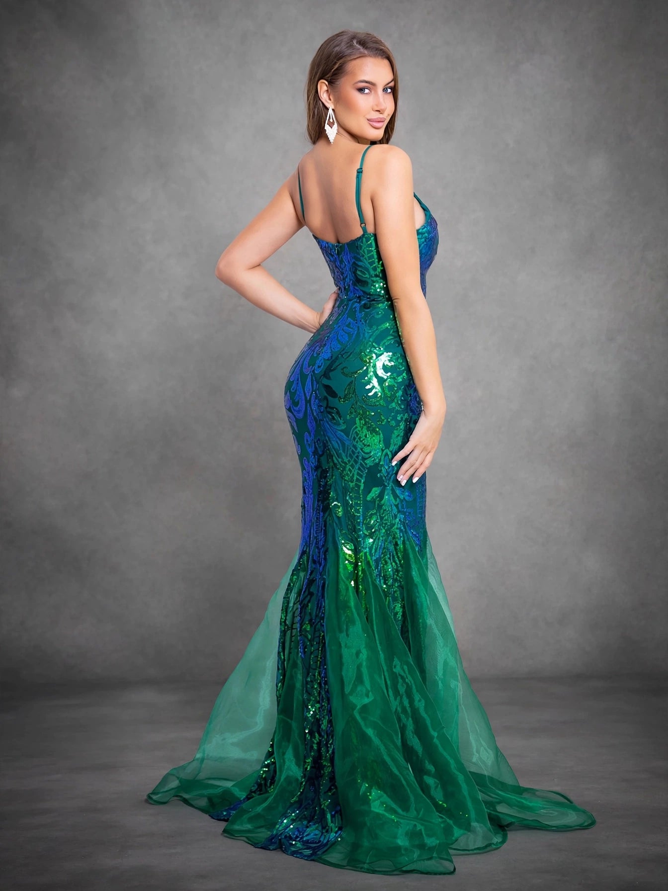 Emerald Sequin Mermaid Evening Dress