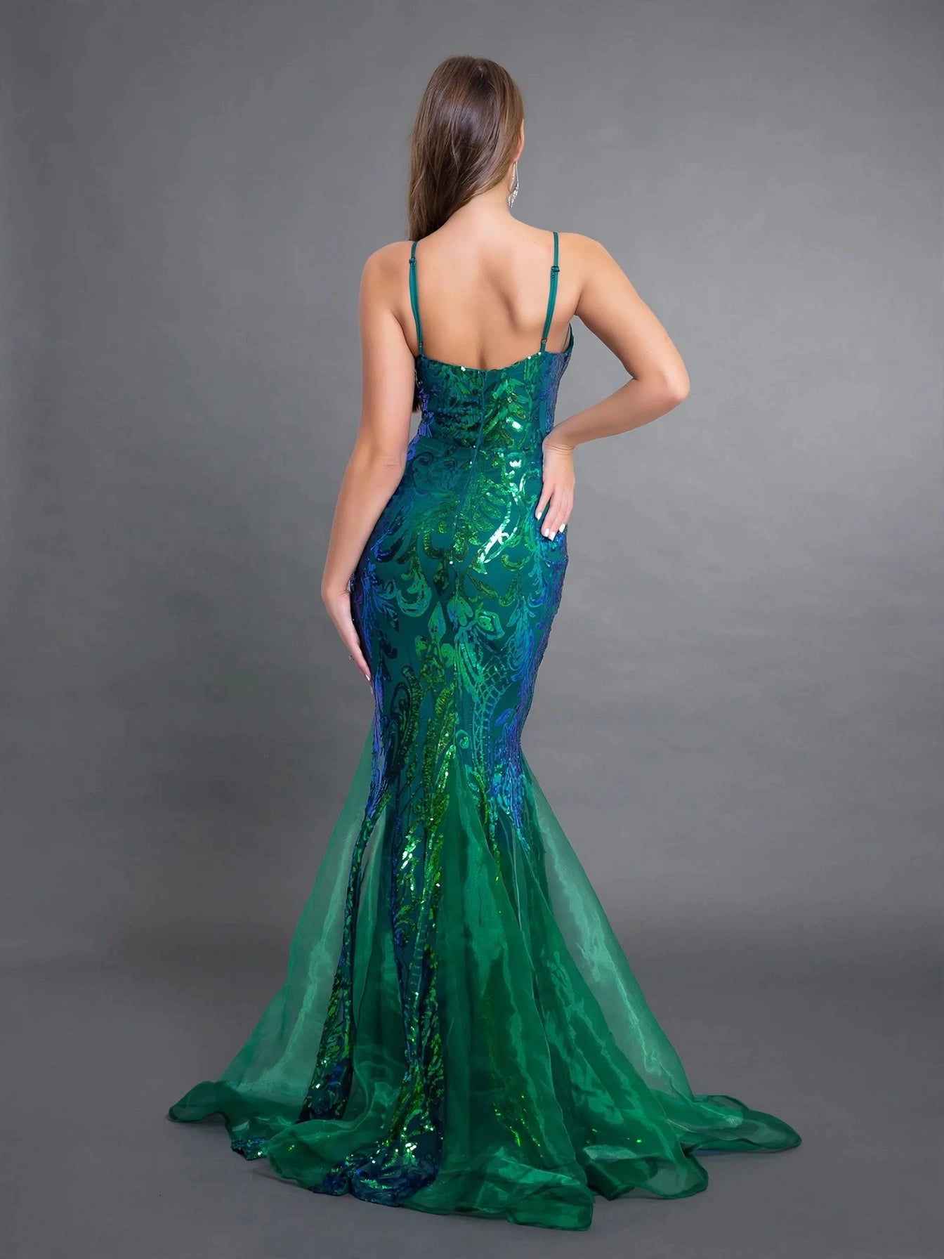 Emerald Sequin Mermaid Evening Dress