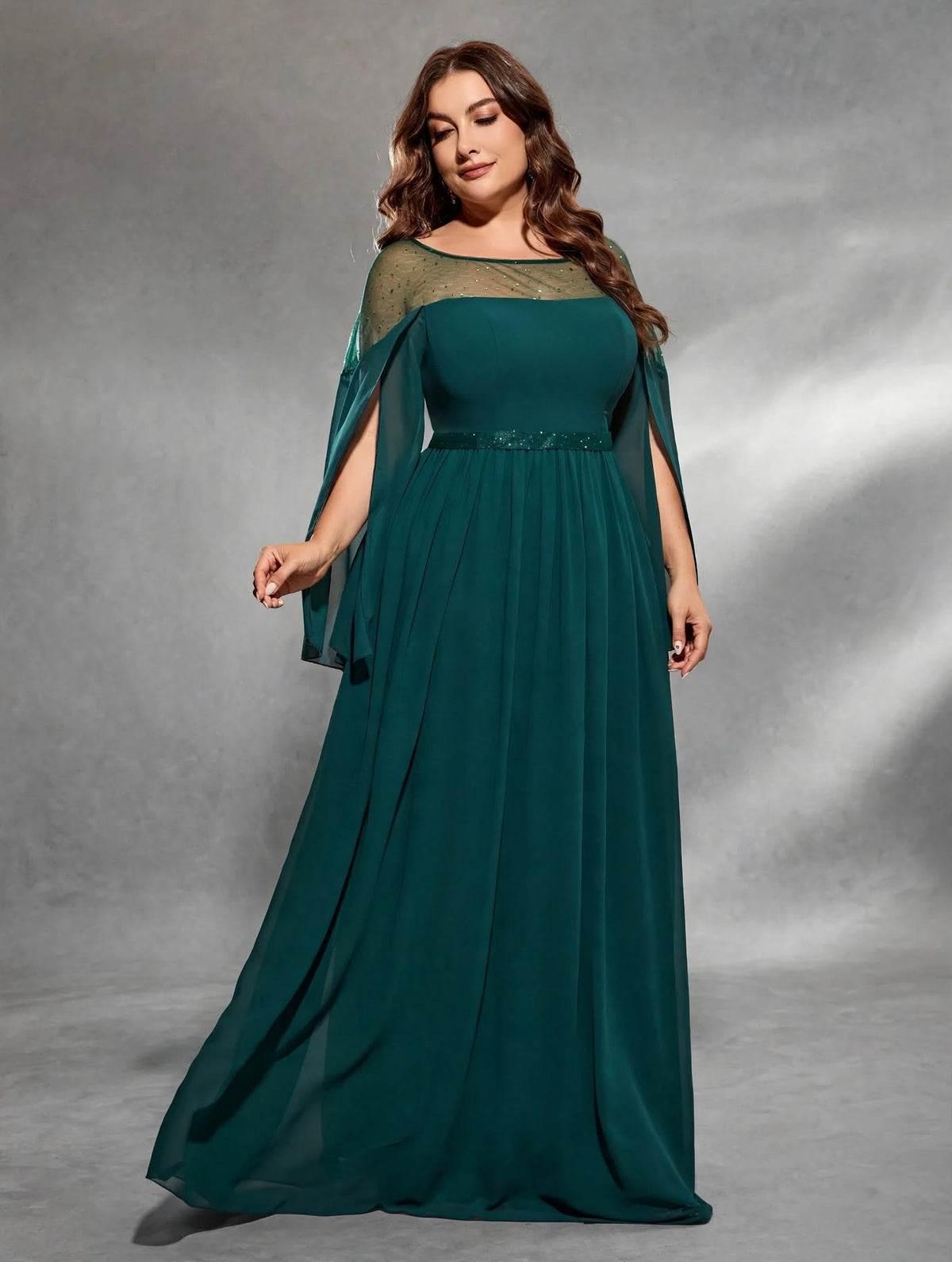 Round Neck Cutout Chiffon Dress
