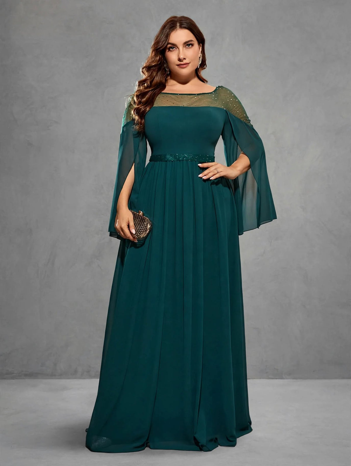Round Neck Cutout Chiffon Dress