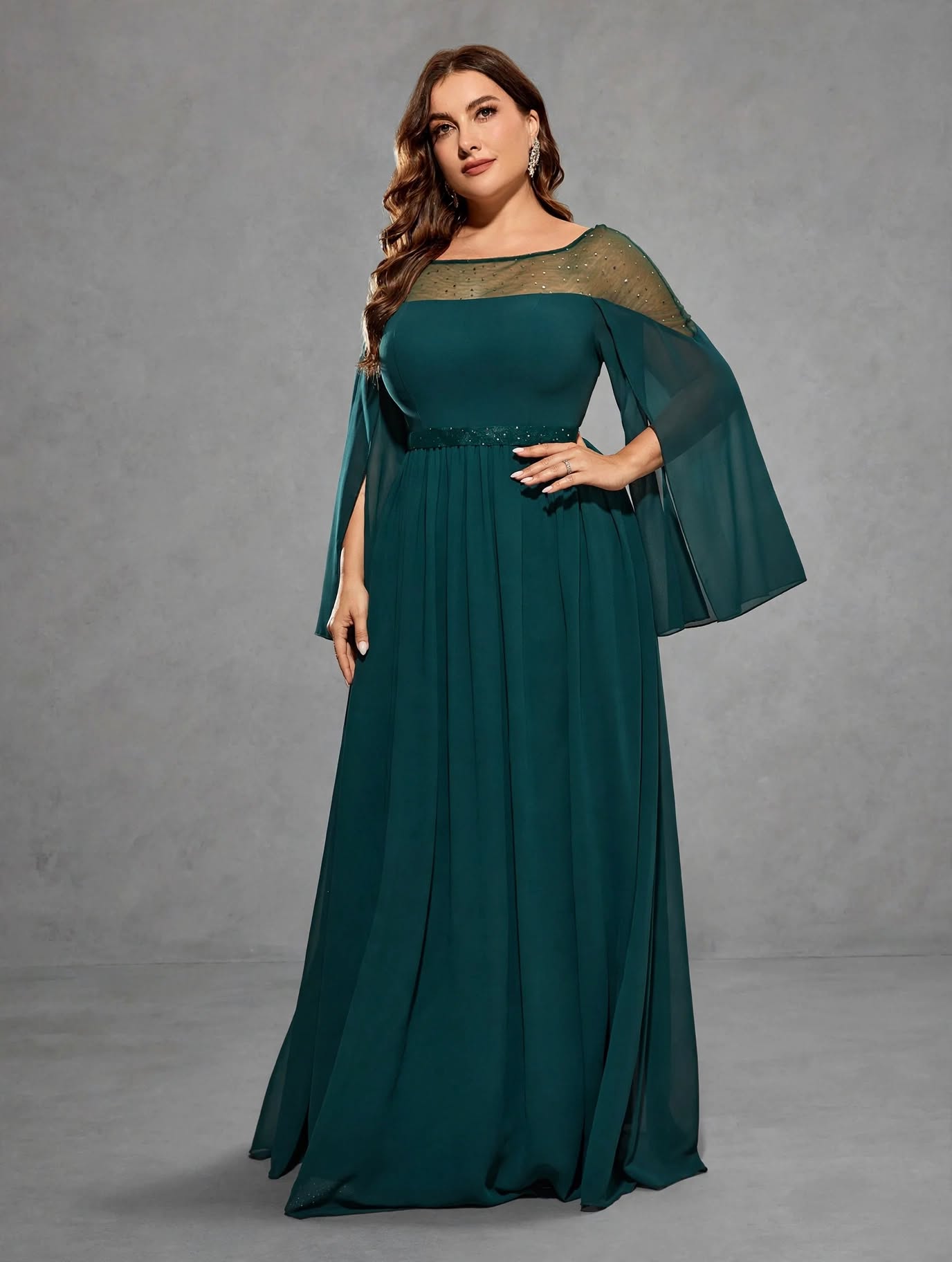 Round Neck Cutout Chiffon Dress