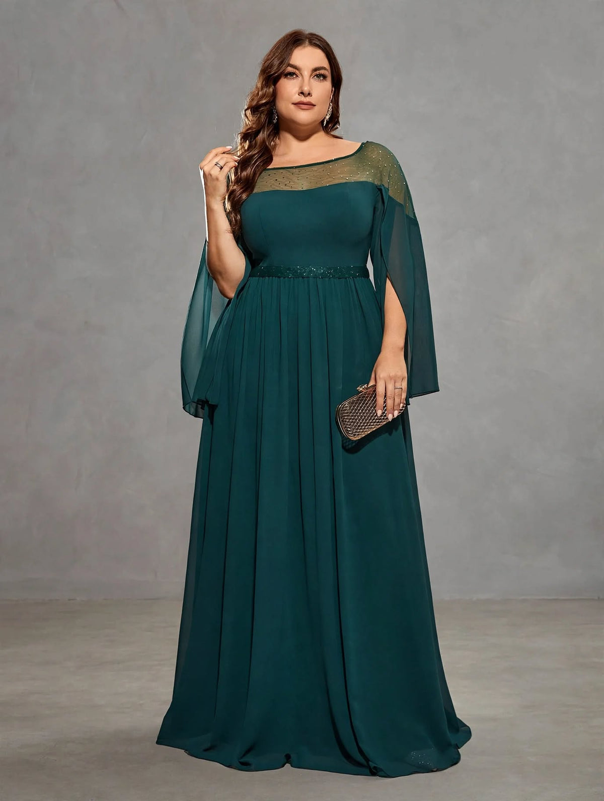 Round Neck Cutout Chiffon Dress