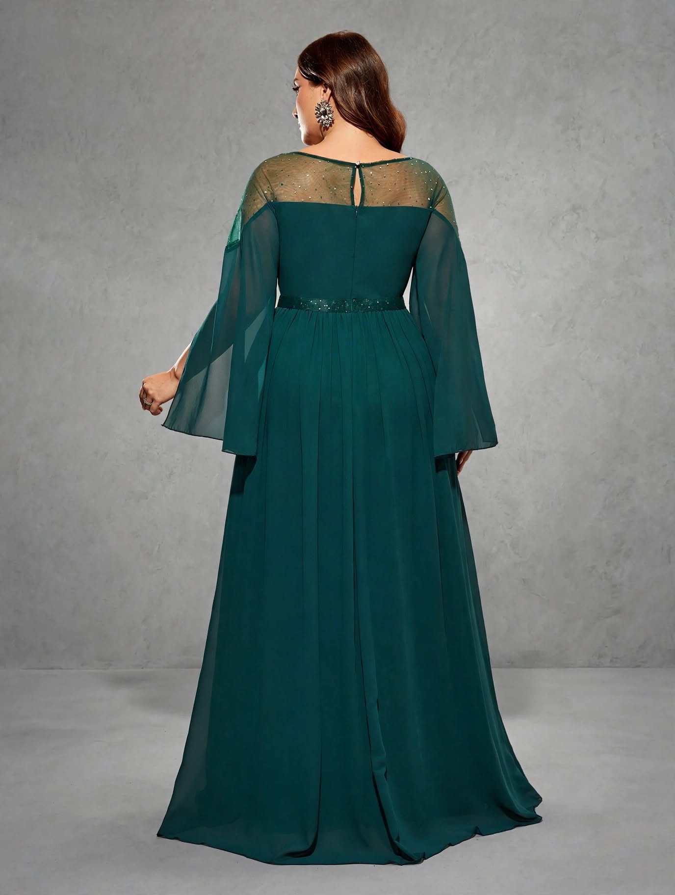 Round Neck Cutout Chiffon Dress