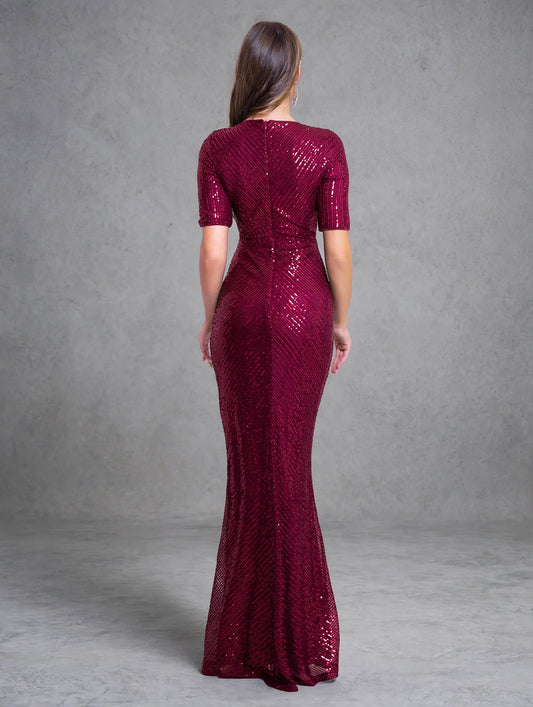 Sweetheart Neck Sequin Maxi Evening Gown
