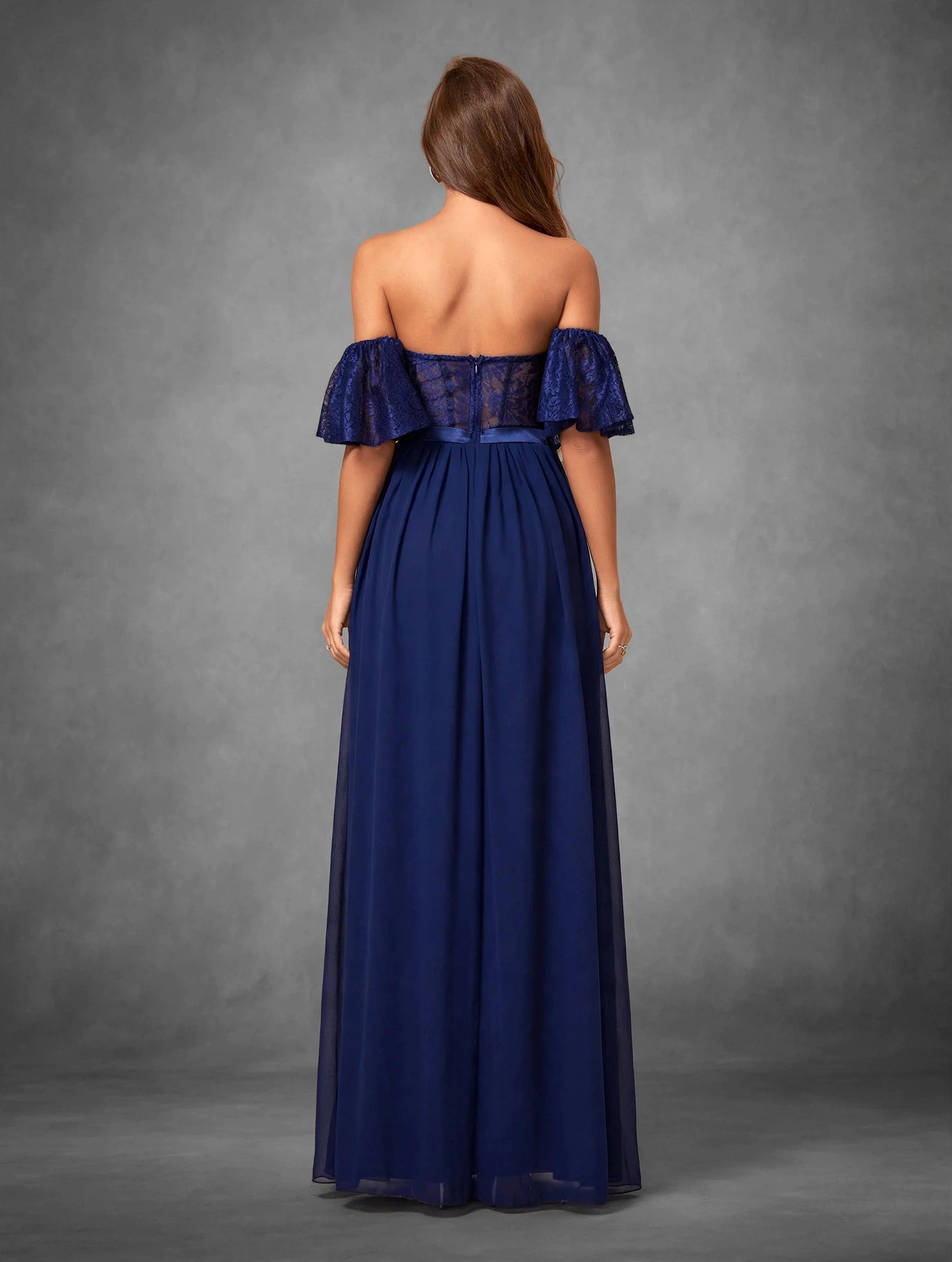 Lace Cutout Chiffon Prom Dress
