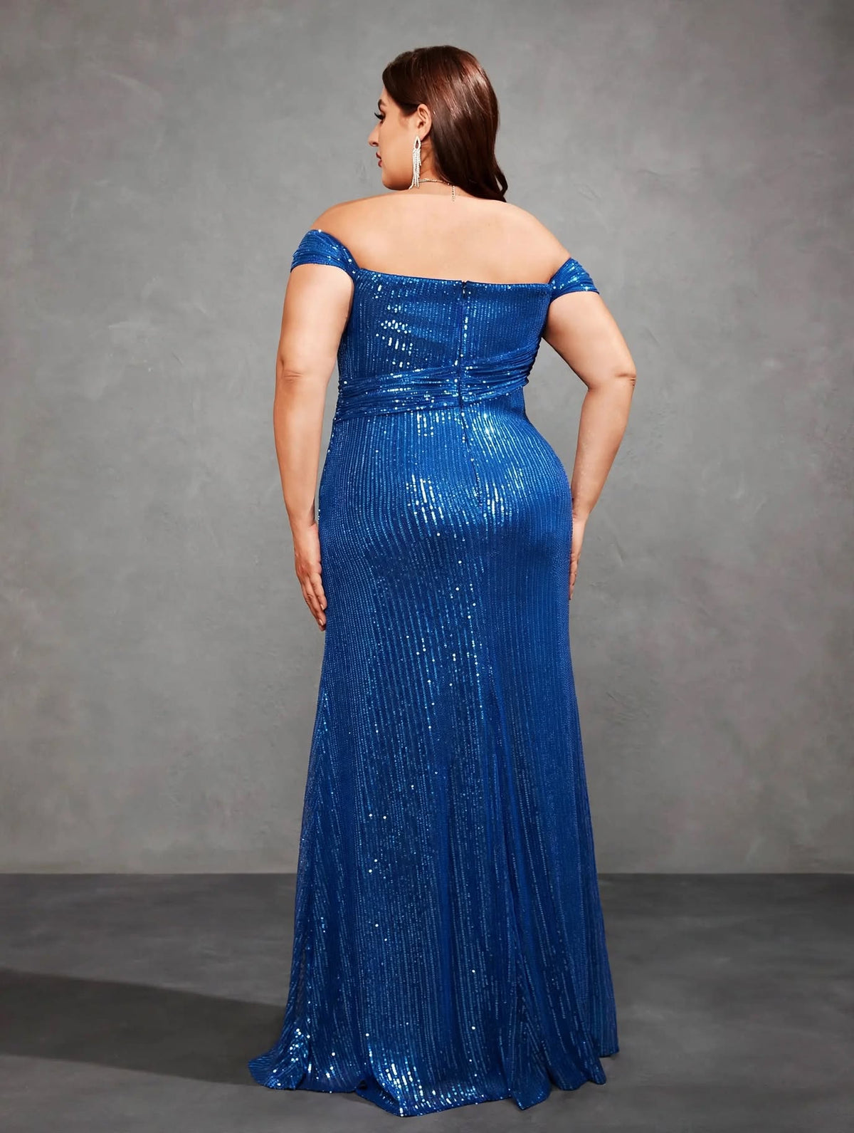One-Shoulder Sequin Pleated Dress