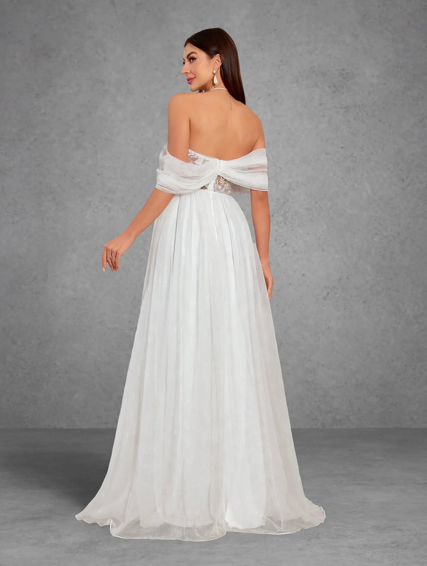 One-Shoulder Lace Chiffon Bridal Shower Dress