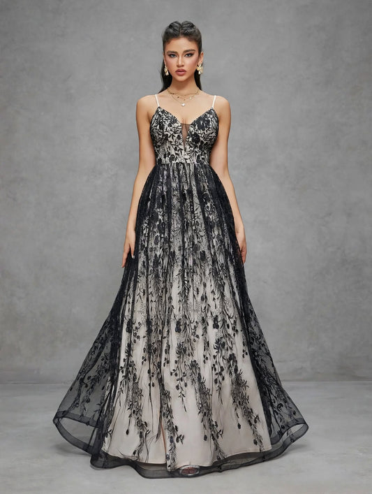 Embroidered Mesh Patchwork Big Swing Dress